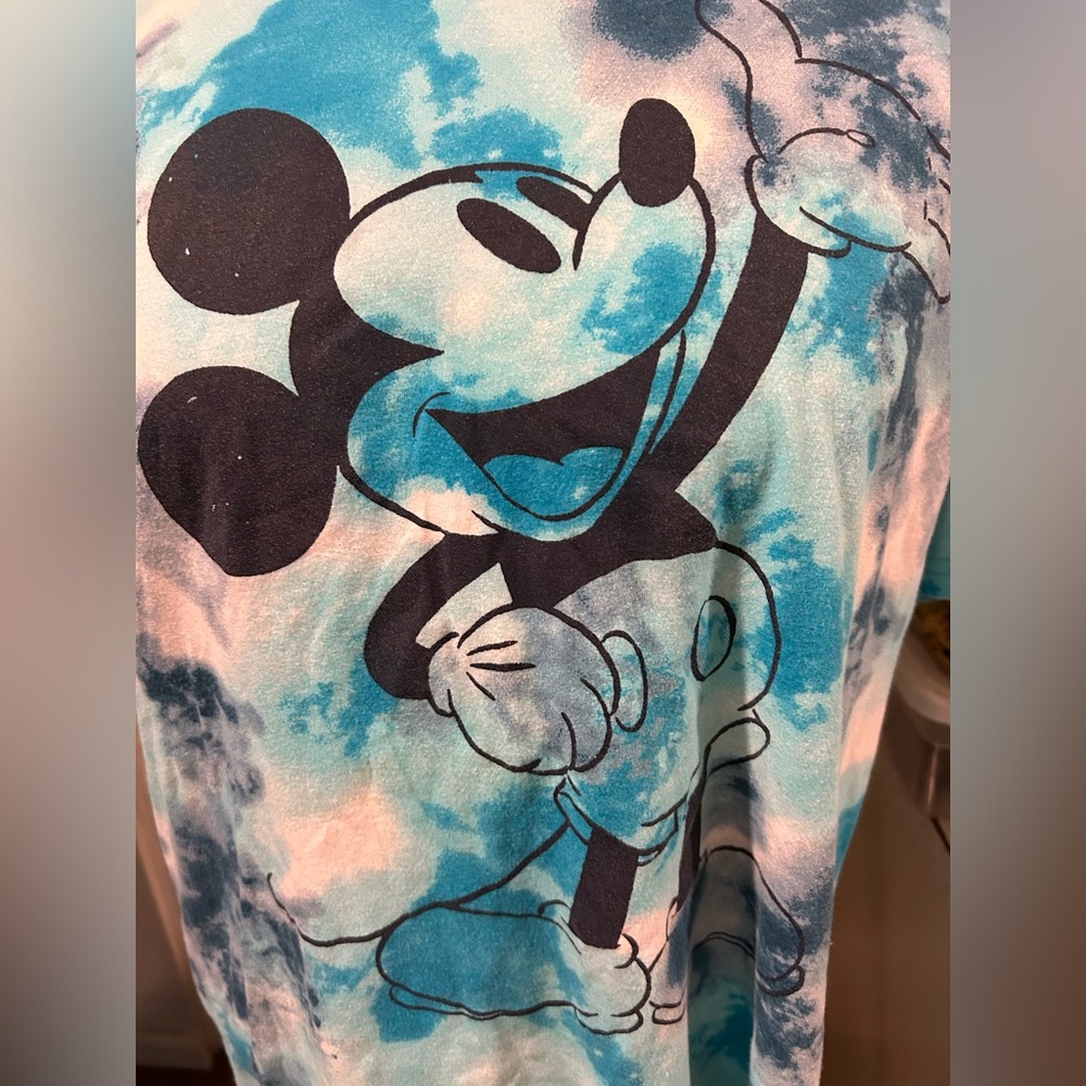 Disney Blue Teal Tie-Dye Mickey Mouse Short Sleeve Tee - Picture 4 of 4